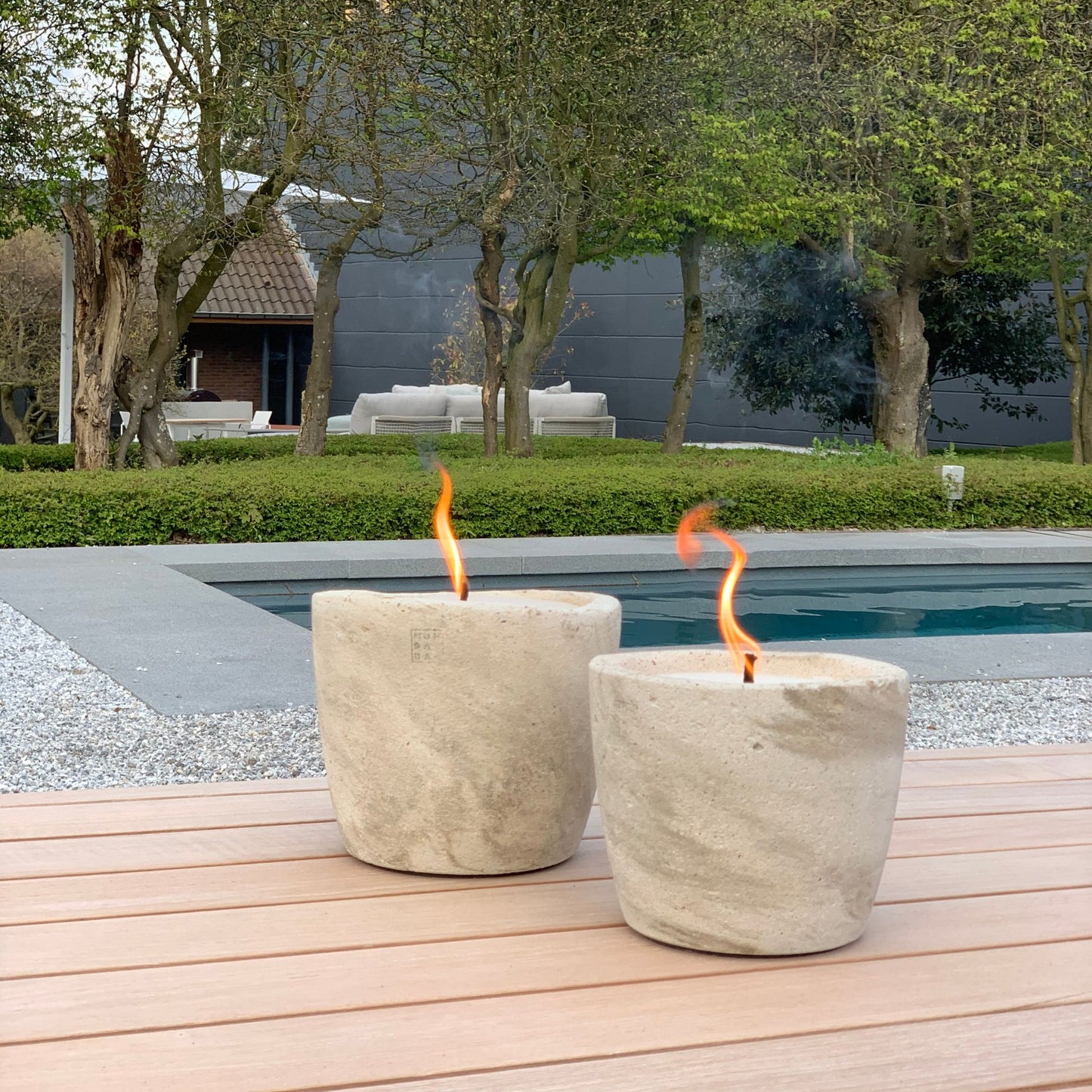 Urban Outdoor Garden Candle Medium + lid - Ecru