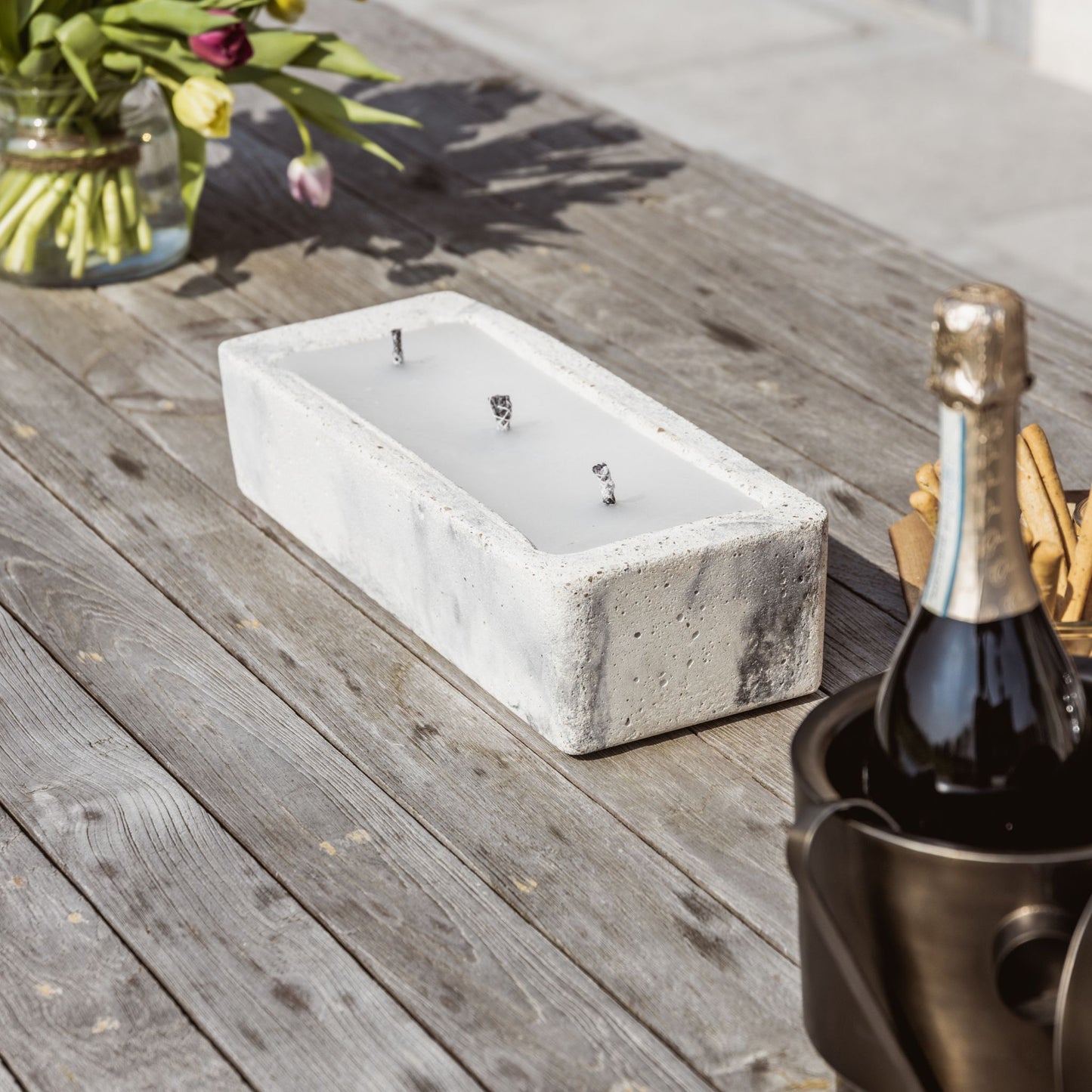 Bougie d'extérieur urbaine rectangle - gris